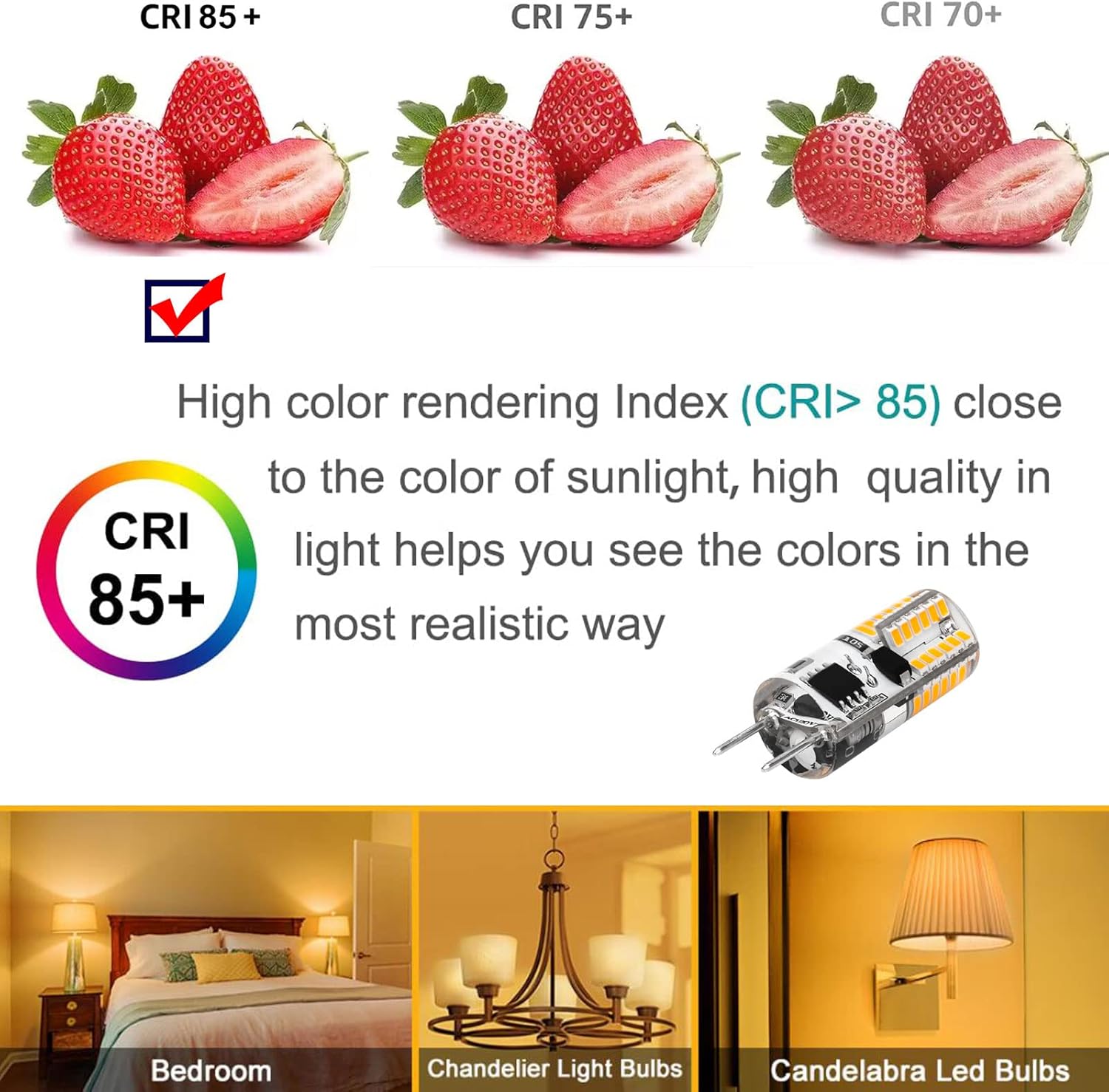 Dimmable G8 LED Bulb 2W Warm White 20W Halogen Bulbs Equivalent Bi-Pin Base 120V T4 JCD Type Under Cabinet Puck Lighting Replacements,10 Pack