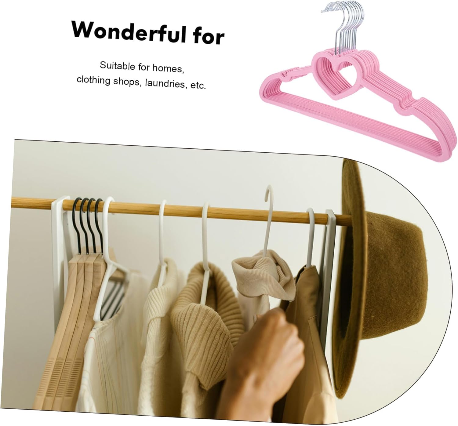 Zerodeko 20pcs Space-Saving Love Shape Hangers Plastic Hangers for Boys and Girls Adults Non-Slip Clothes Drying Rack