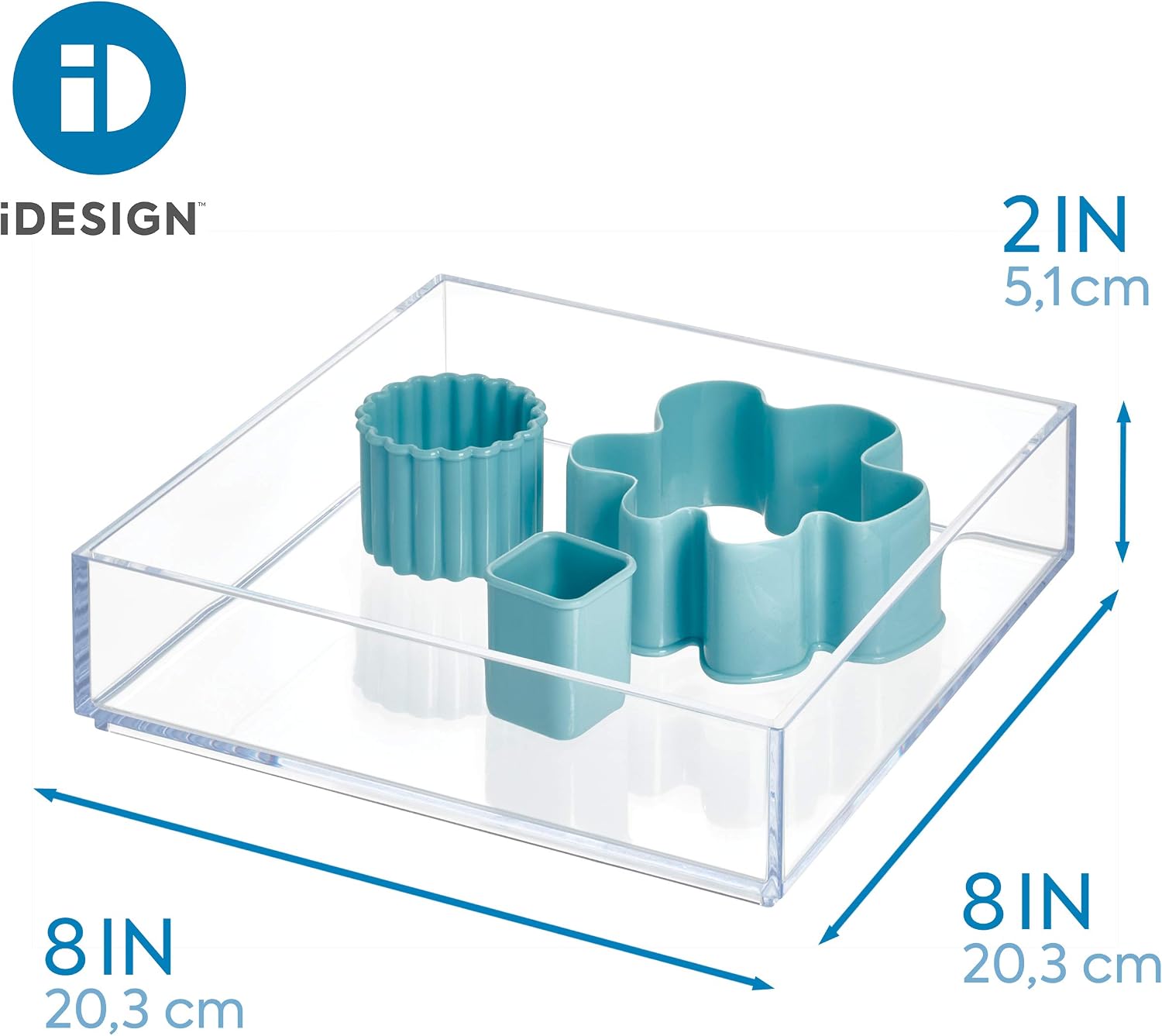 iDesign Clear Drawer Organizer, 8" x 8" x 2" | Pack of 2 | For Silverware | Kitchen Storage | Clarity Collection image 3