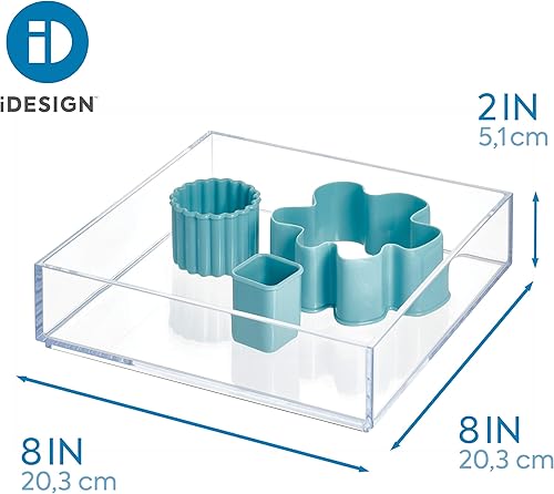 Miniatura 2 de iDesign Clarity Organizador de cajones de cocina para cubiertos, espátulas, gadgets - mediano, 8 x 8 x 2 pulgadas, transparente (paquete de 2)