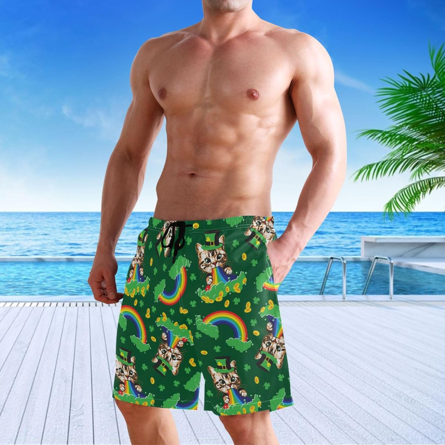visesunny Stylish Summer Swim Trunks Men's Quick Dry Board Shorts Bathing Suit with Pockets for Men Boyfriends Youth - Image 2