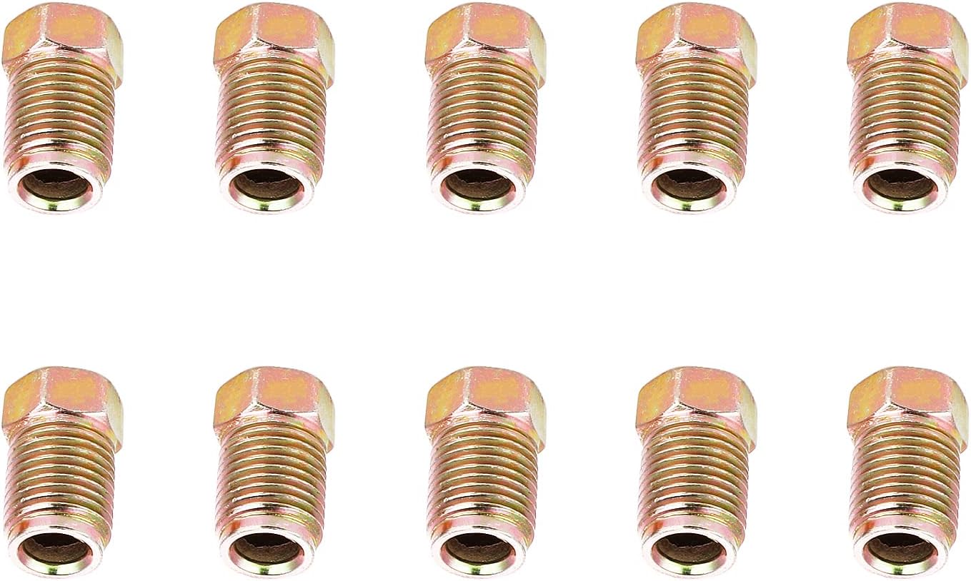 Thinp 10-Piece Brake Line Fittings - 10 x 1 mm Metric Invert Flare Fittings for 3/16 Inch Brake Line Tube