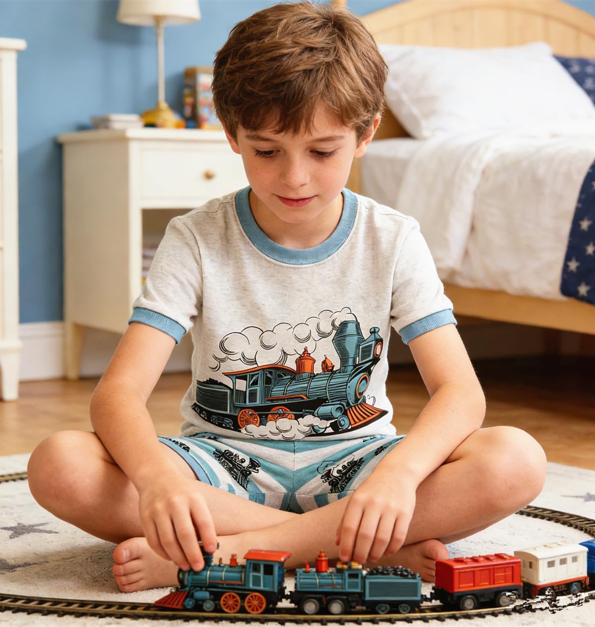 Popshion Boys Pajamas 100% Cotton Toddler Clothes Summer Pjs for Boy Planet Dinosaur Sleepwear Kids Short Sets 2-10 Years - Image 4