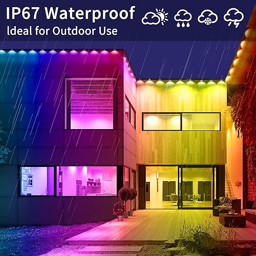 Miniatura 4 de Luz permanente para exteriores de 300 pies, luces RGB con control remoto de aplicación, iluminación impermeable IP67 debajo del alero, luces LED