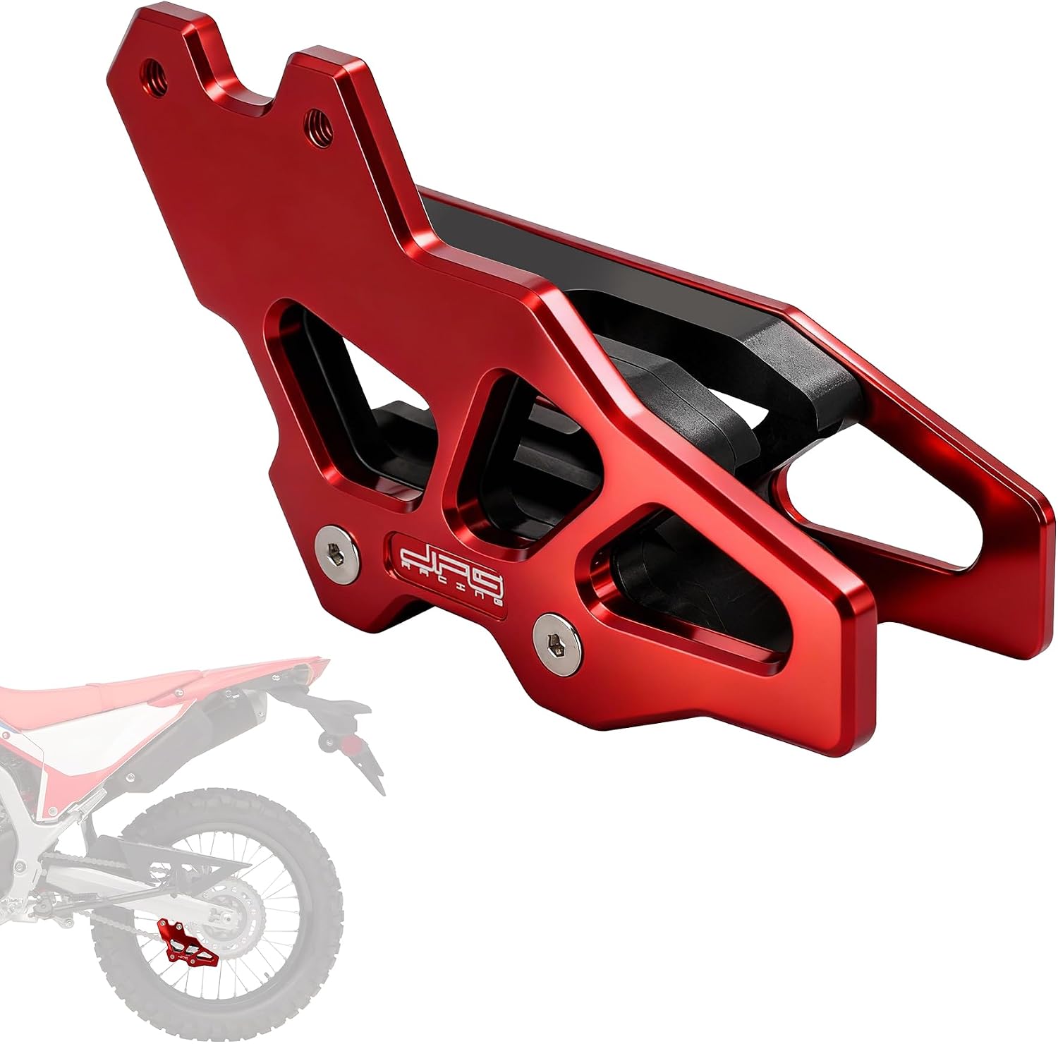 JFG RACING Dirt Bike Chain Guide,CNC Motorcycle Rear Chain Guard for CRF300L Rally 21-24/CRF300L 21-24/CRF250L 13-21/CRF250L Rally 17-21/XR250 Baja 95-07/CRM125 90-99-Red