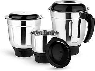 Altrr Heavy-Duty Stainless Steel Mixer Grinder Jar Set (Pack of 3) – 1 Chutney Jar, 1 Medium Jar, 1 Large Liquidizing Jar...