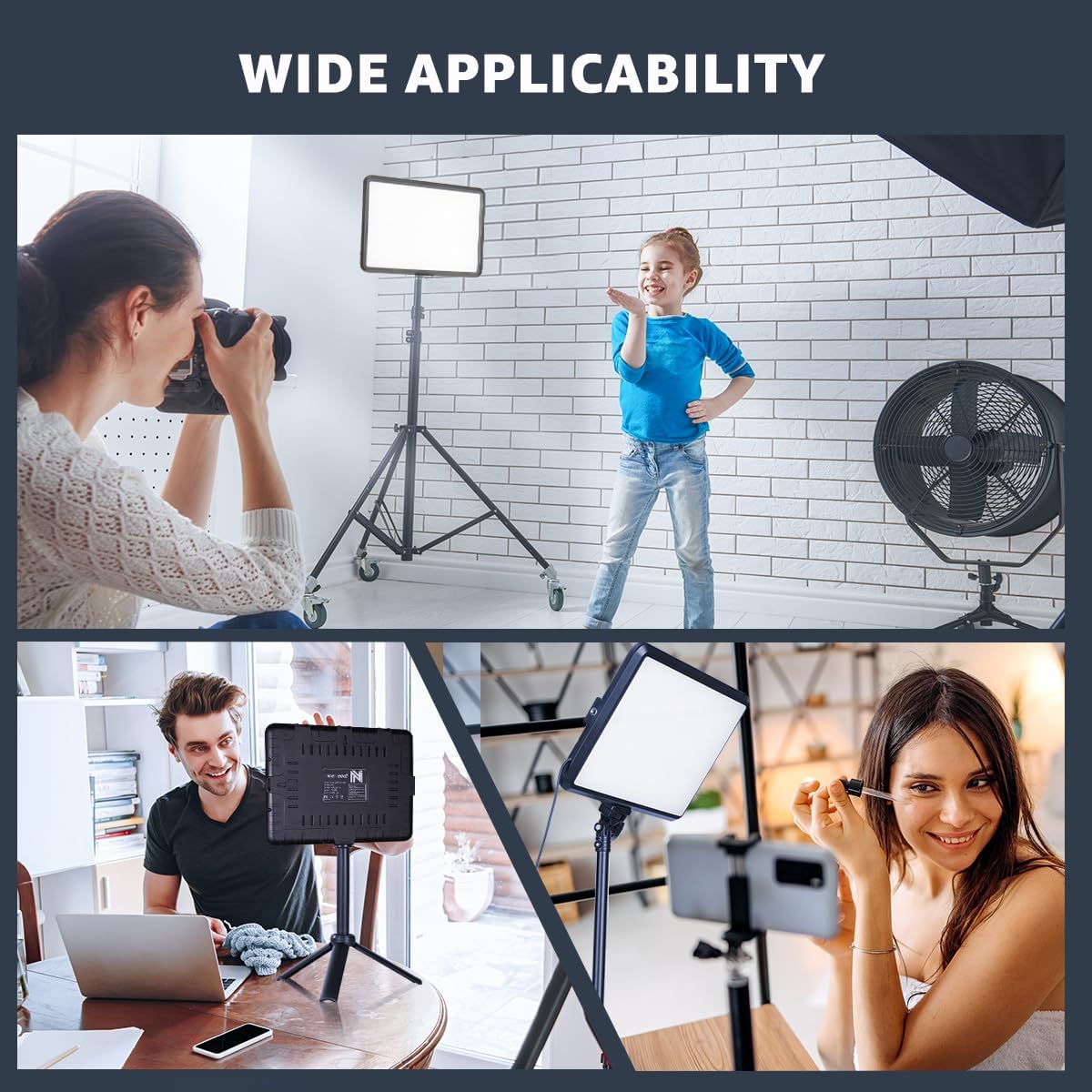 NiceVeedi Pannello di illuminazione per fotografia da 15 W, luce da studio dimmerabile 2800-6500K, illuminazione video alimentata tramite USB per registrazione video/fotografia/Tiktok/streaming