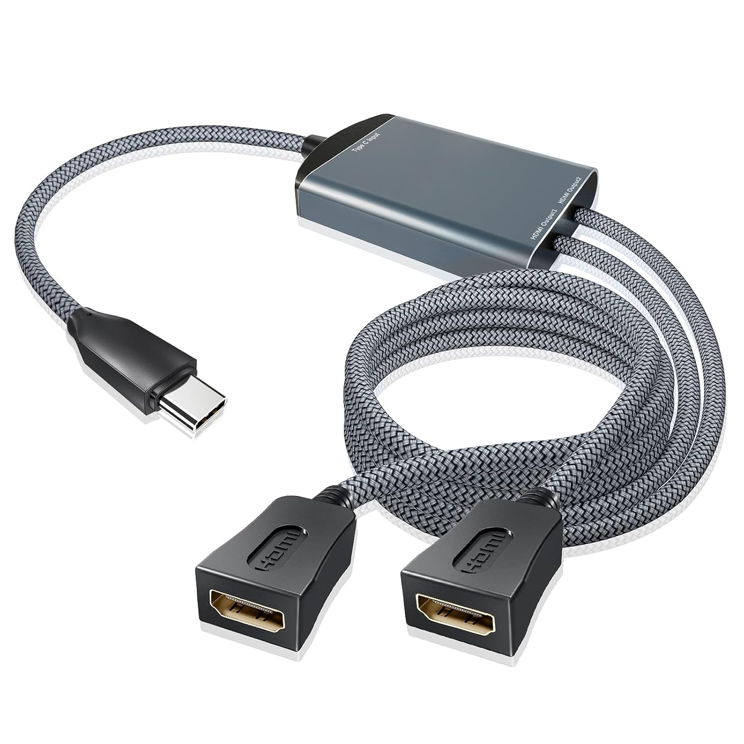 Elebase HDMI Splitter Câble USB C 1 en 2 Sortie, 1.2M 4K 60hz HDMI