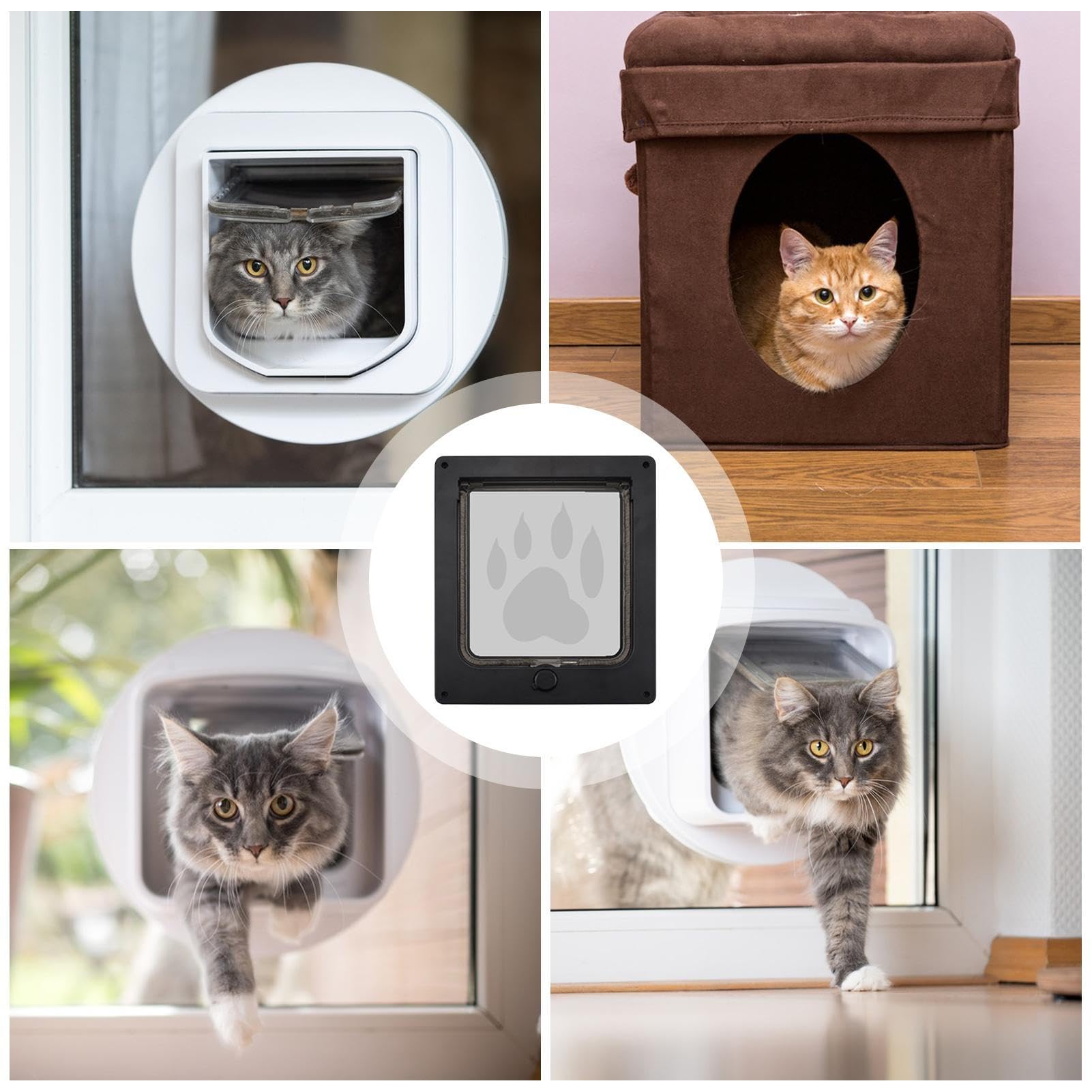 Chatière Sécurité Magnétique Avec À 4 Directions | Chatière 4 Verrous Pour Chien de Petite Taille Pour Maison Intérieur Extérieur Mur Appartement Salon Petit et Moyen