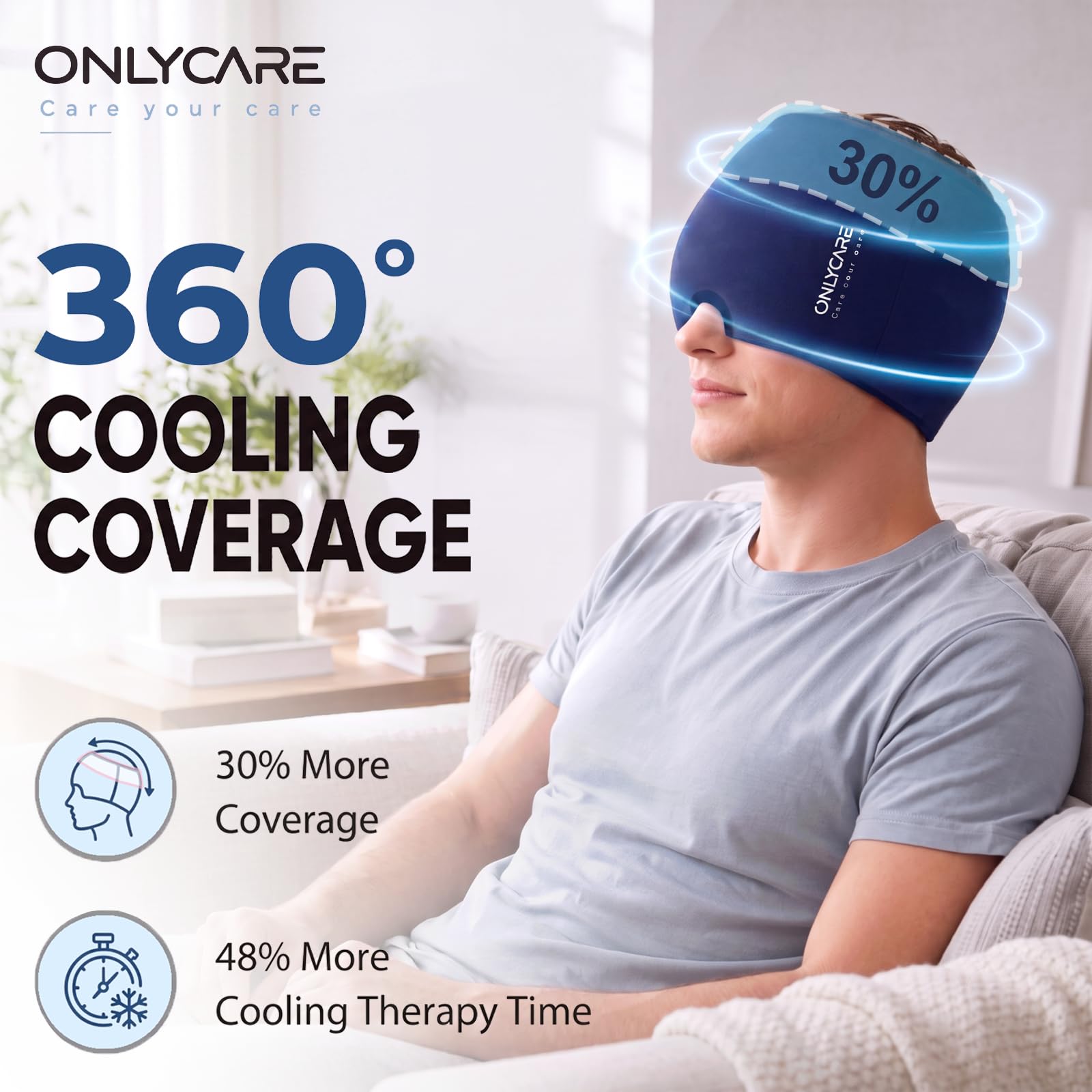 ONLYCARE Migraine Relief Cap, Headache Relief Cold Cap with Odorless Gel — Amazon image 4