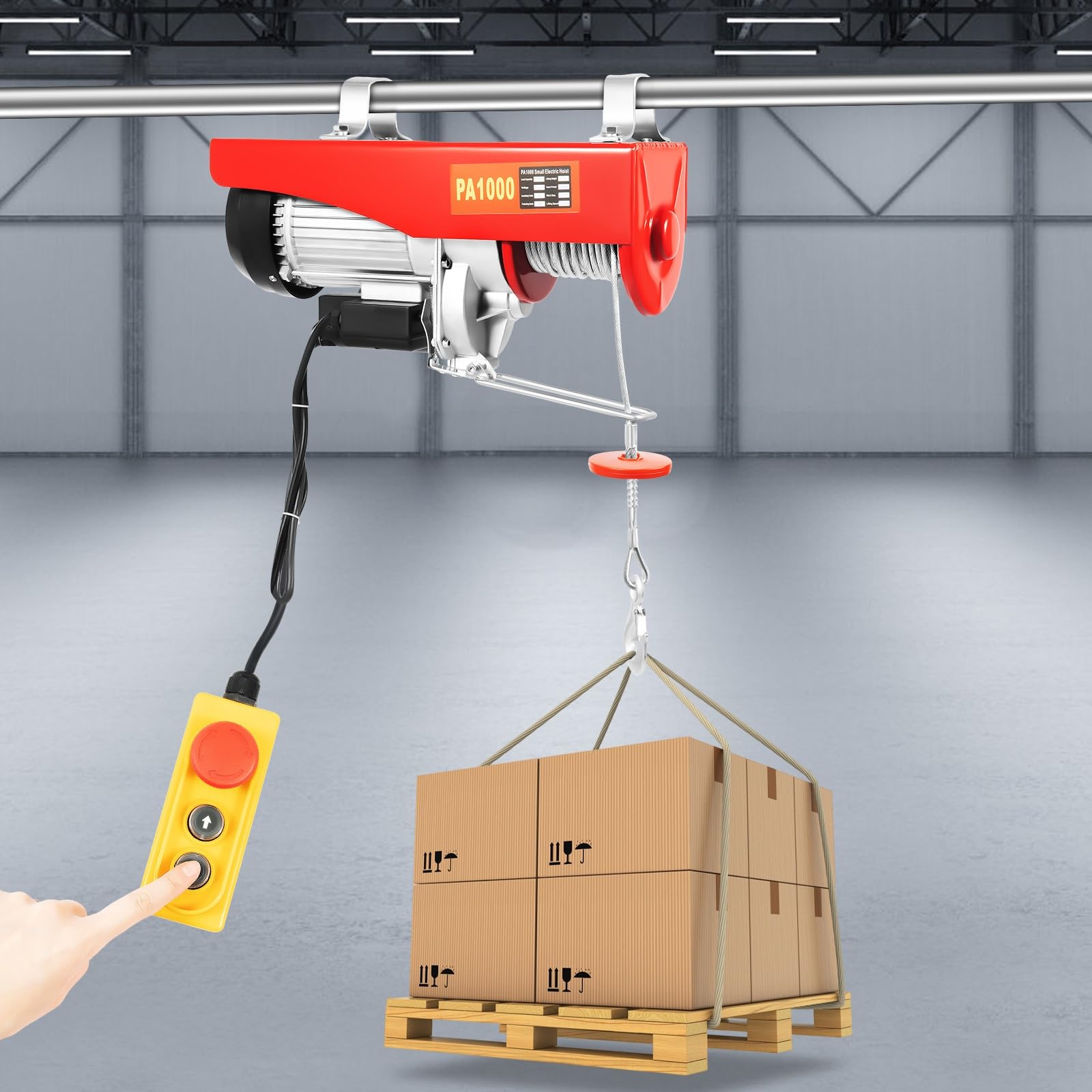 Argani elettrici Verricello Elettrico Paranco elettrico 500 kg Macchina di sollevamento 1600 W Per impieghi gravosi | Argano con fune metallica in acciaio da 12 m Per gru da officina Per garage con telecomando