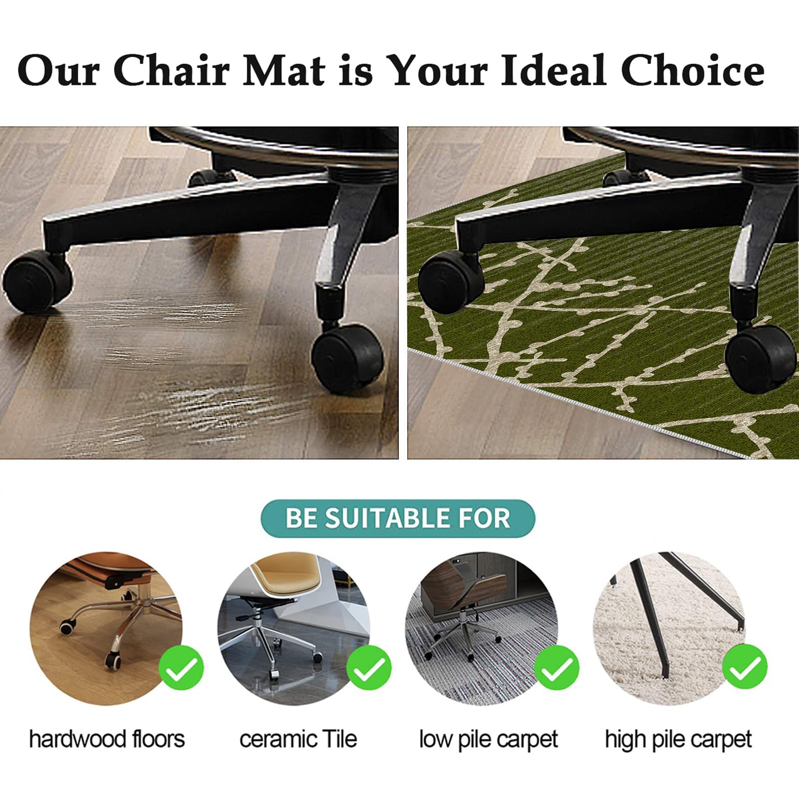 Tapis Chaise de Bureau Gaming Antidérapant 160 x 180 cm