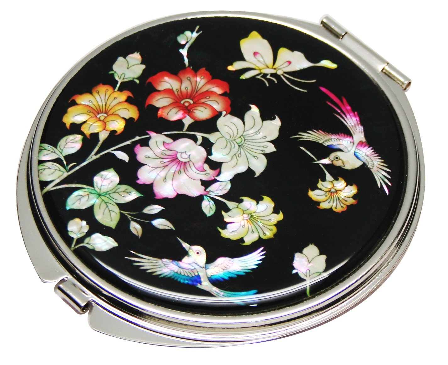 Amazon.co.jp: 螺鈿細工 2倍率の拡大鏡付き メタル 丸型 レッド