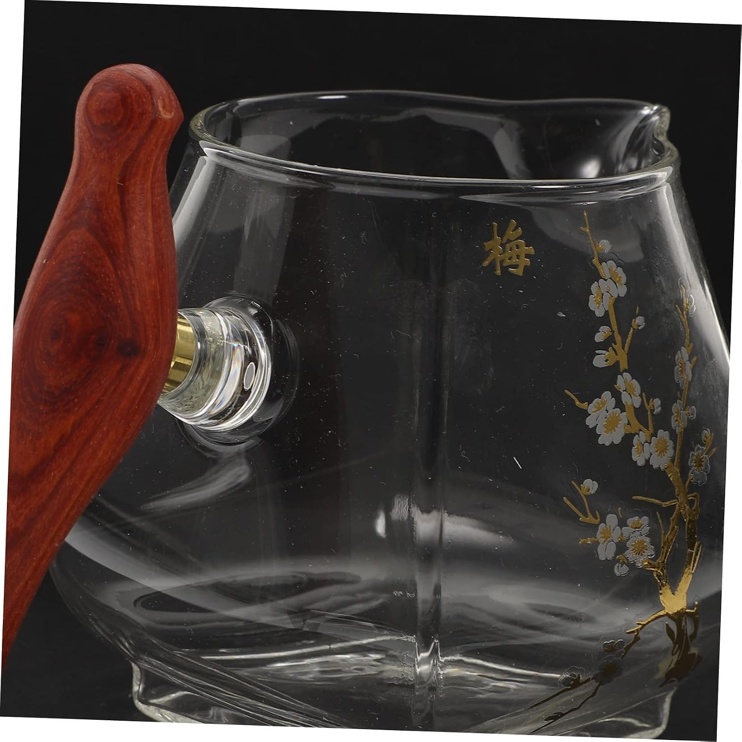 Wooden Handle, Glass Gravy Boat Serving Dish Dripless