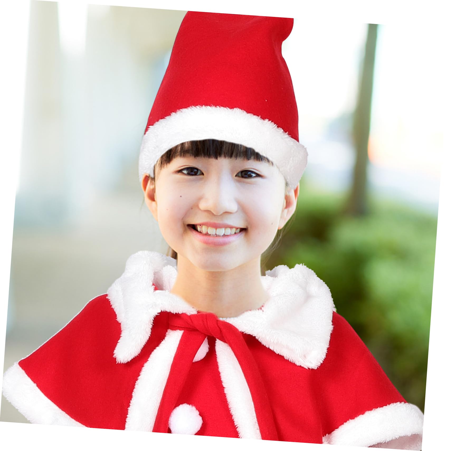 minkissy Costume Natale per Vestito Natale in Poliestere con Maniche Lunghe Sciarpa Cintura e Cappello per Feste e Natalizi