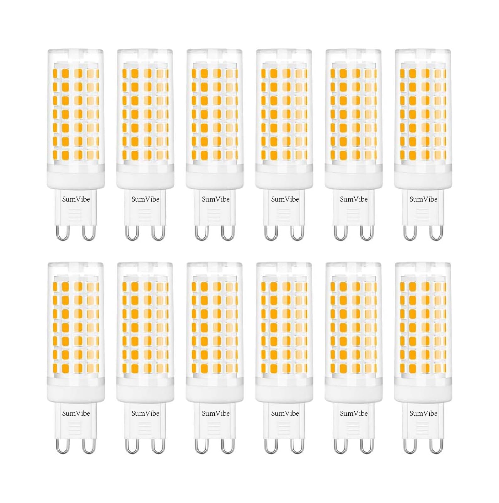 G9 LED Bulb 6W, 60W G9 Halogen Bulb Replacement, 540LM, Warm White 3000K, AC110-130V G9 Base Non-Dimmable Light Bulbs, 12-Pack