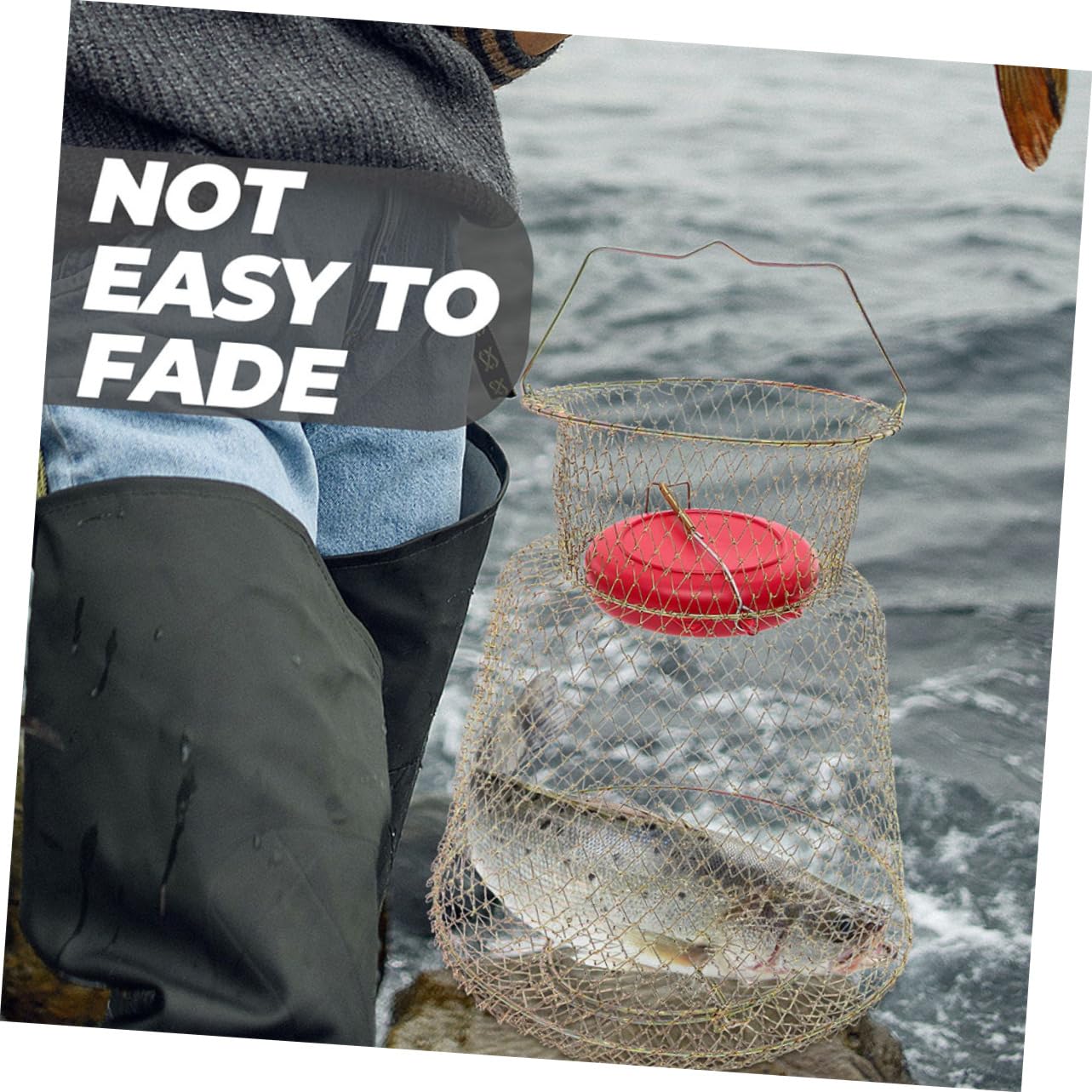 VANZACK Bourriche de Pêche Pliable en Fer, Panier Rond Polyvalent pour Poissons et Crabes, Portable et Peu Encombrant Pêche