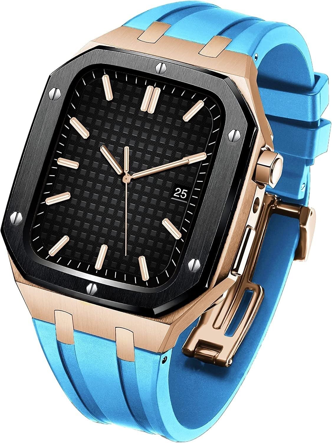 Boîtier antichoc Apple Watch 45mm acier bracelet silicone