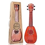 YOLOPLUS+ 17 Inch Kids Ukulele Guitar Toy 4 Strings Mini Children Musical Instruments Educational Learning Toy for Toddler Beginner Keep Tone Anti-Impact Can Play with Picks/Strap/Primary Tutorial