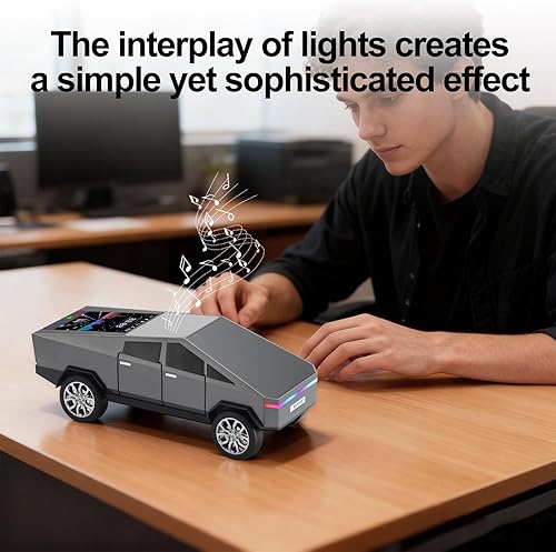 Miniatura 6 de Replica de altavoz Bluetooth de camioneta futurista con pantalla LED - TWS estéreo, FM, reproducción USB/TF, luces LED, micrófono integrado, regalo