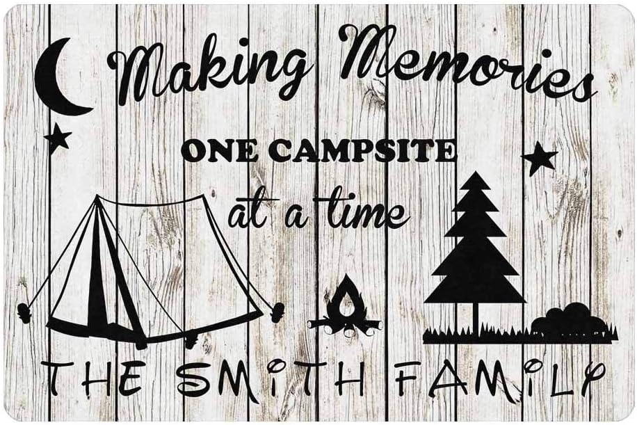 Customize Your Own Personalized Camper Doormat 24" X 16" with Name Text Indoor Outdoor Making Memories One Campsite Welcome Door Mat Area Rug Decor