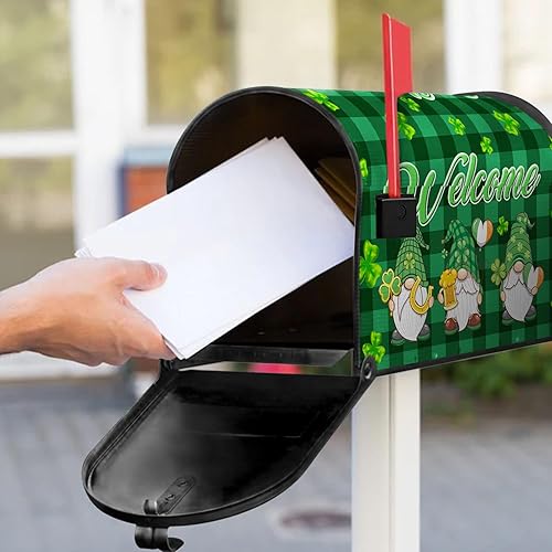 Miniatura 4 de Fundas magnéticas para buzón del Día de San Patricio, tamaño estándar de 18 x 21 pulgadas, diseño de tréboles de la suerte, sombrero verde, moneda