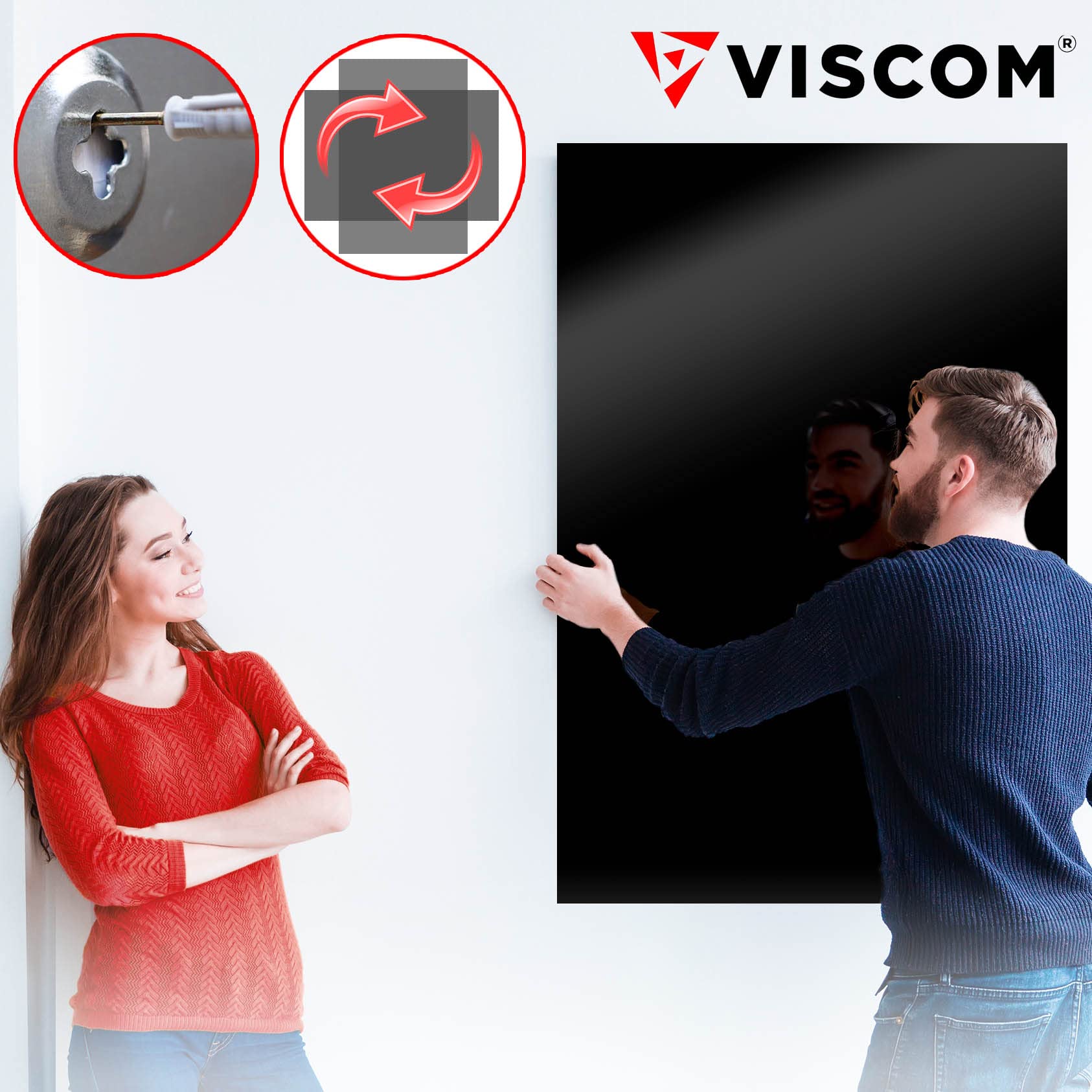 VISCOM Design Glasmagnettafel MIO - 60x90 cm Schwarz - Sicherheitsglas