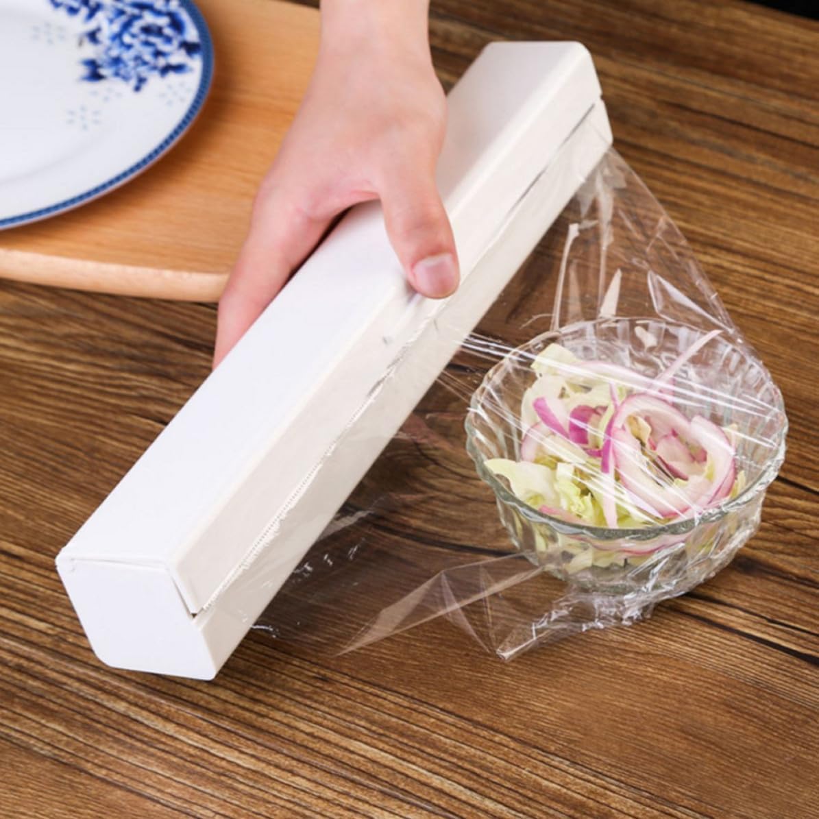 Magnetic Food Cling Wrap Cutter Case Plastic Wrap Dispenser for Kitchen