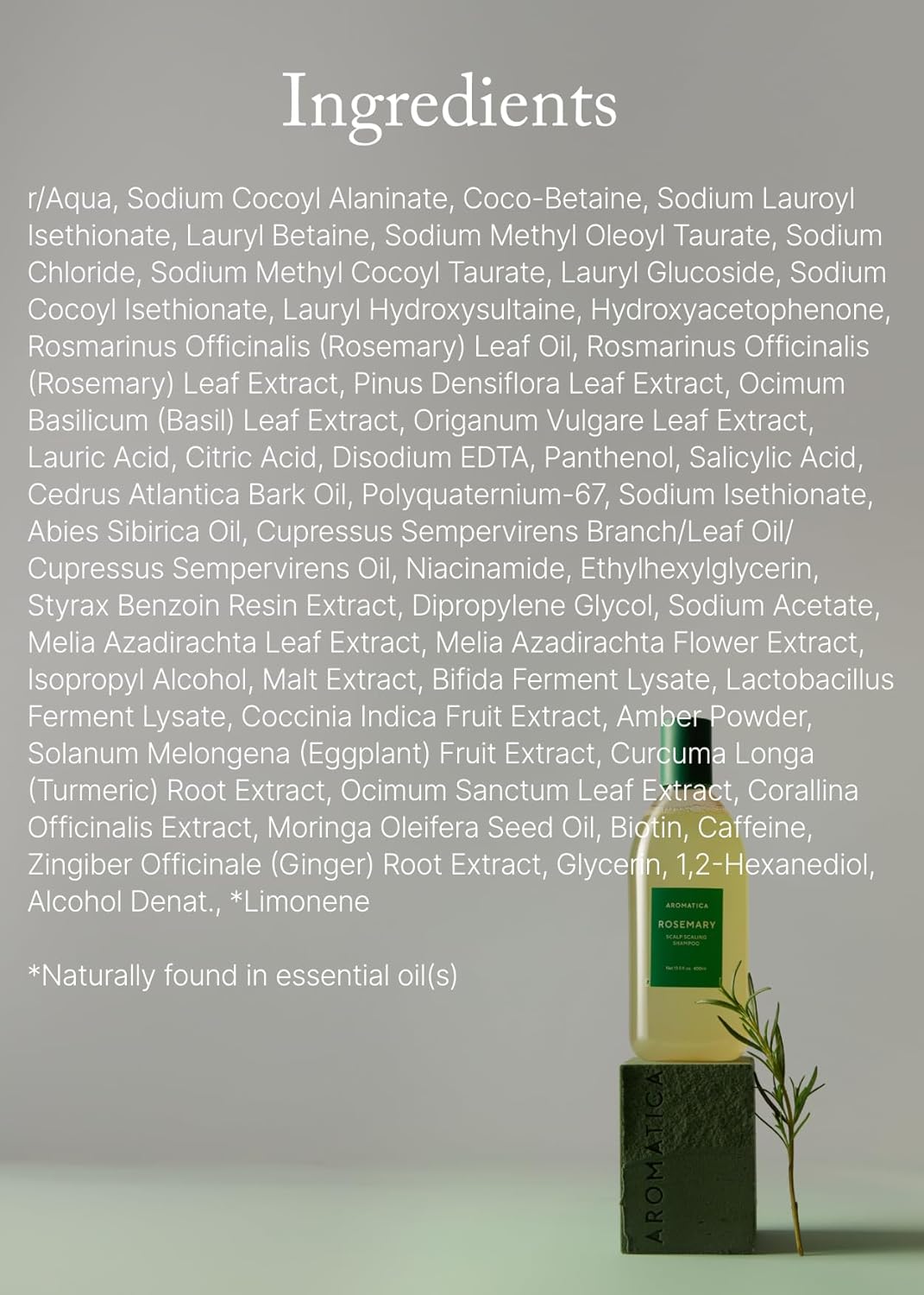 AROMATICA Rosemary Scalp Scaling Shampoo - Korean Hair Care with Thinning Hair Loss Natural Rosemary Essential Oil for Women - Vegan Hair Growth - Free from Sulfate, Silicone, and Paraben (13.53 oz) - Image 8