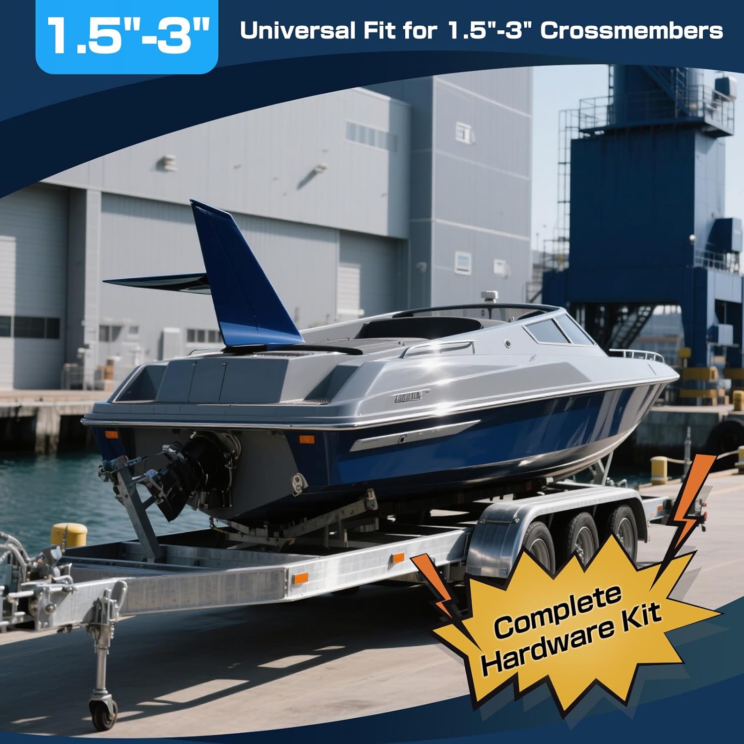 8" Boat Trailer Bunk 8 PCS Brackets Swivel Top Bunk Bracket Kit for 1.5"x3", 2"x3", & 3"x3" Heavy Duty Boat Trailer Crossmember Parts