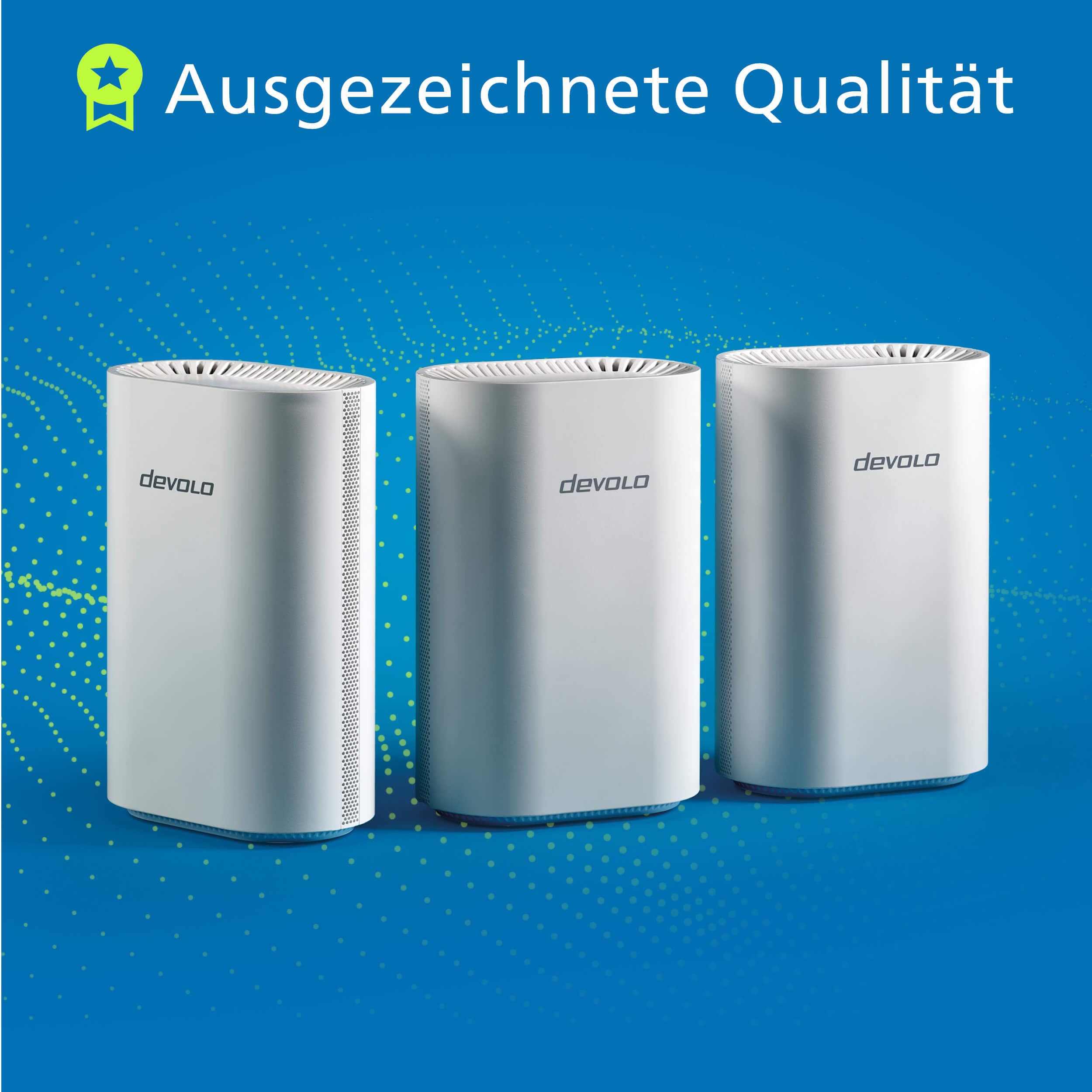 devolo WiFi 7 Mesh BE6500 3-Pack, Highspeed Mesh-WLAN-System, bis zu 6.500 Mbit/s, 2,5 Gbit/s-LAN-Anschluss, weiß
