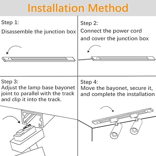 Miniatura 8 de J&L - Kit de iluminación LED de pista, sistema de iluminación de pista de 6 luces de 30 W 2700 lm con riel de 6.5 pies, accesorio de foco de techo