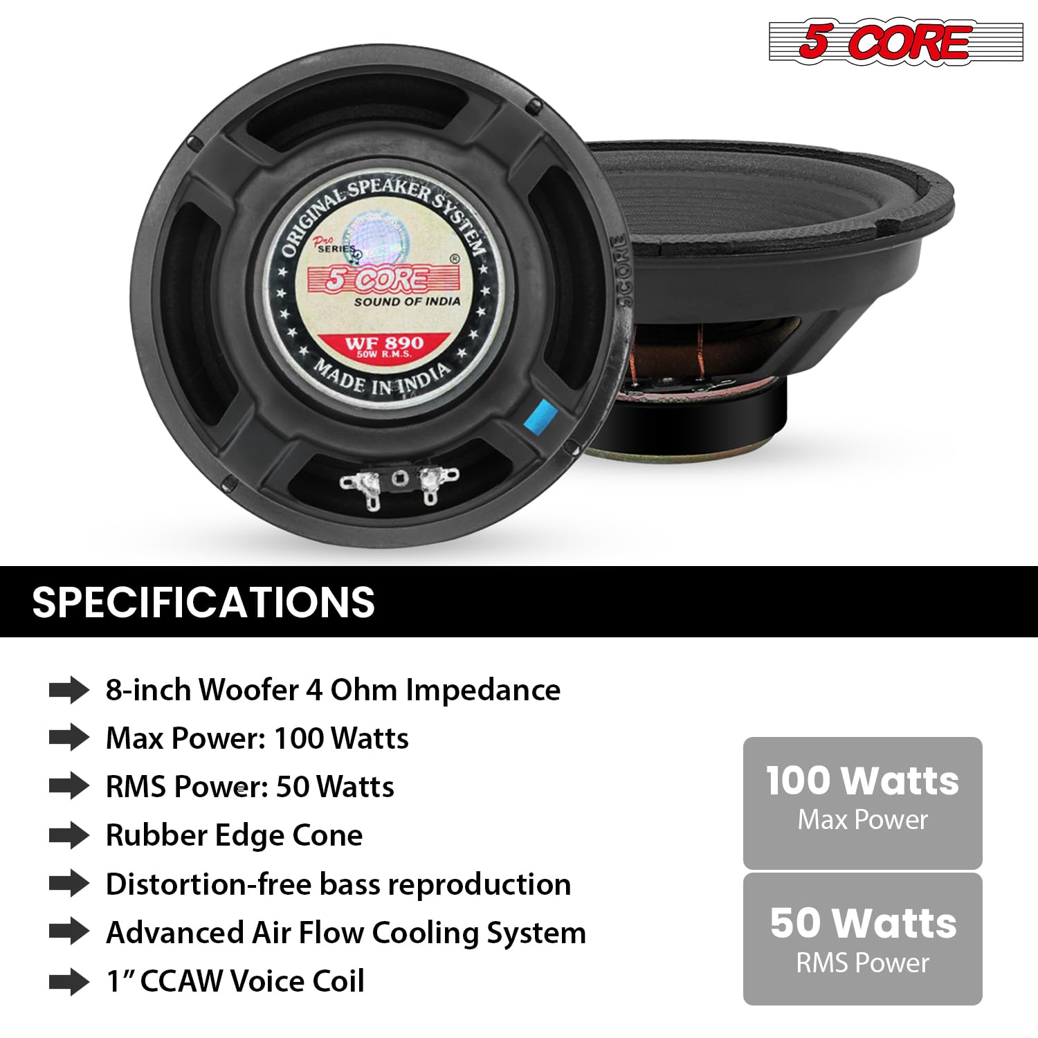 Amazon.co.jp: 5コア 8インチサブウーファーペア • 500W PMPO 4オーム