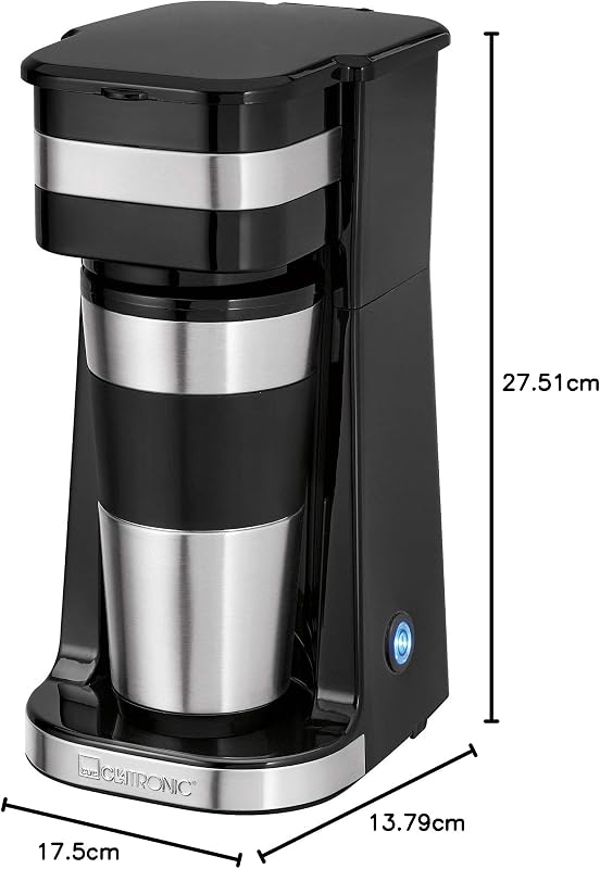 Clatronic KA 3733 egycsésze kávéfőző rozsdamentes bögre és aroma fedéllel