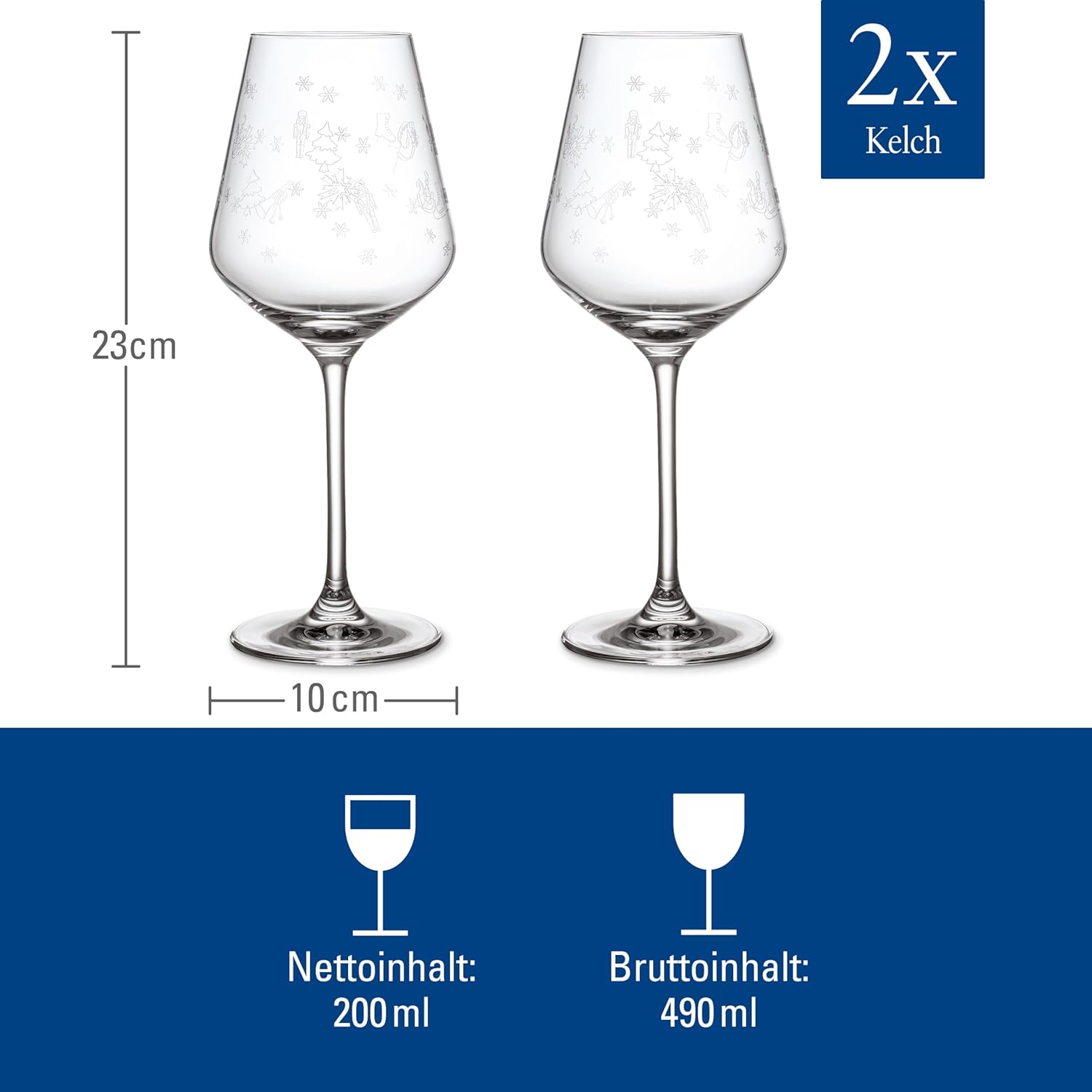 Villeroy & Boch – Toy's Delight red wine glass set with 2 crystal glasses, glass, transparent, dishwasher-safe, capacity 470 ml