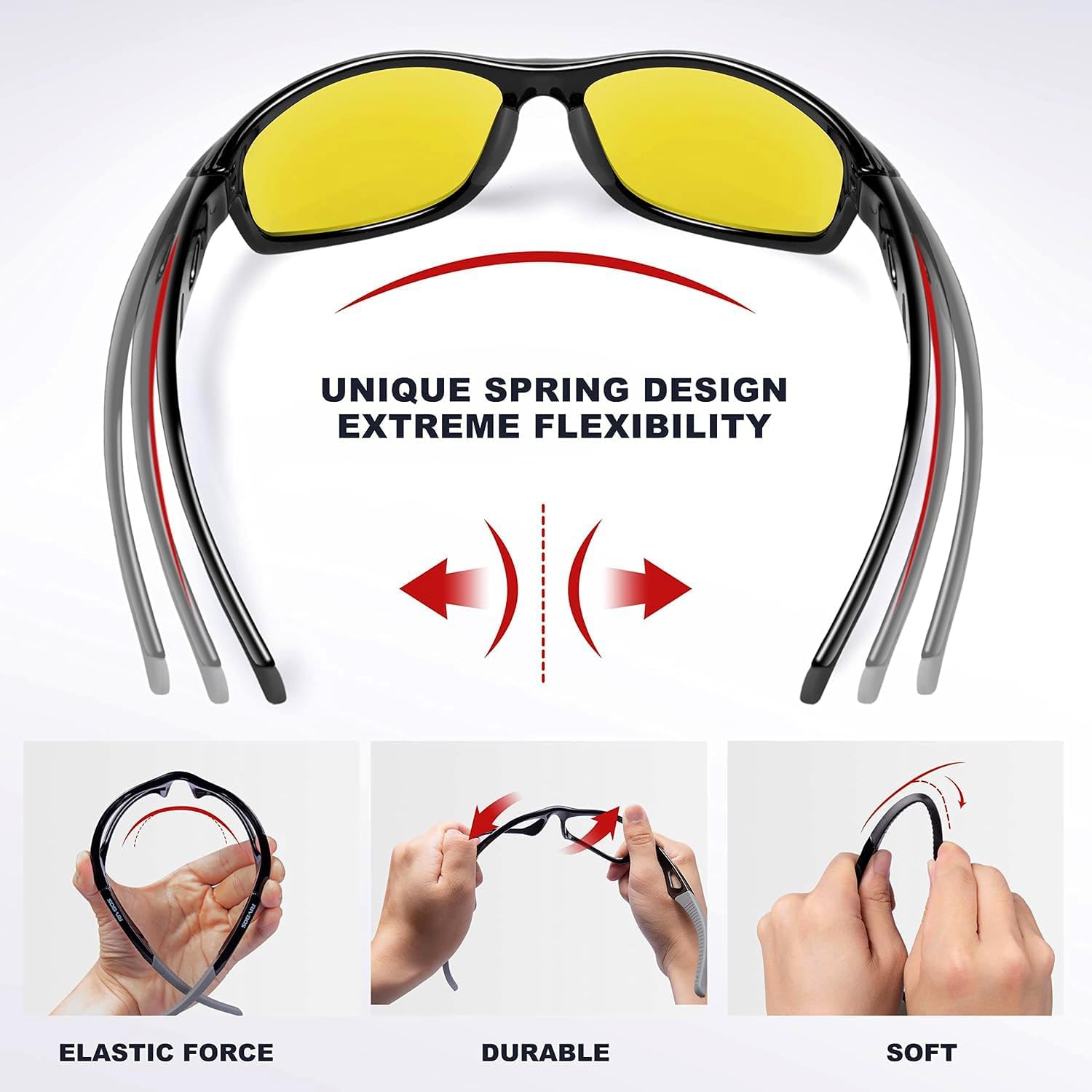 RIVBOS Night Vision Driving Glasses Anti Glare HD Yellow Tinted Sunglasses for Men Women - Image 2