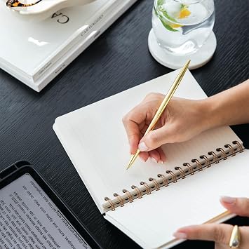 PAPERORA A5 Spiralli Sert Kapak Keten Çizgili Tarihsiz Not Defteri Mavi