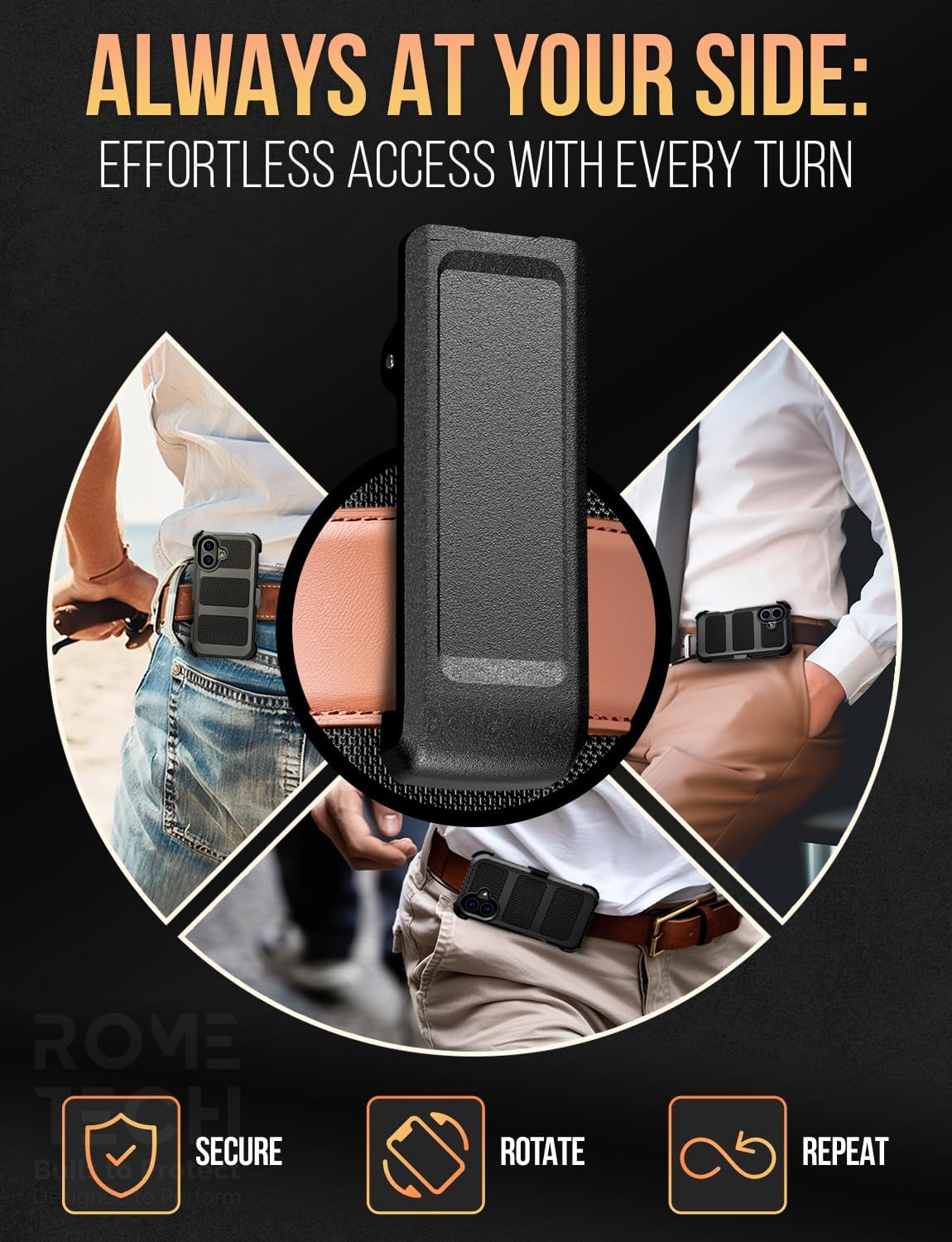 Designed for iPhone 17 Case with Belt Clip Holster, Slim Cover Phone Case for iPhone 17 - Black