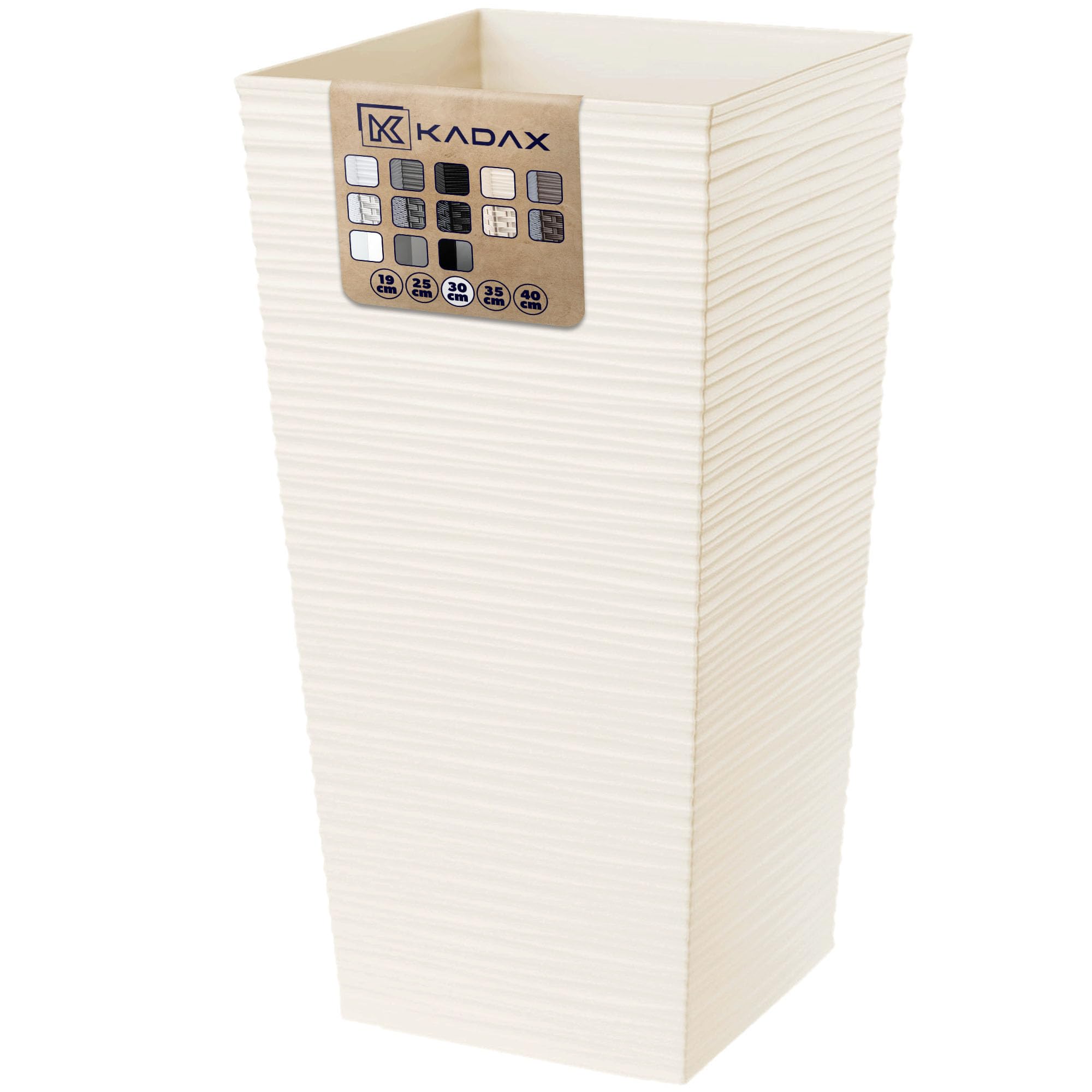KADAX Macetero Alto de Diseño Moderno para Plantas de Interior y Exterior, Maceta Grande de Plástico, Jardinera Alta (Crema, Texturizado, 57.5 cm)