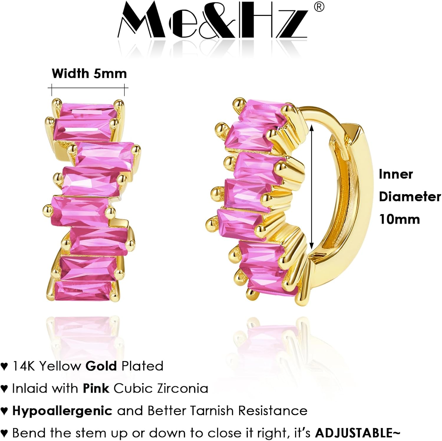 Me&Hz Gold Huggie Earrings Small Huggie Hoop Earrings for Women 14K Gold Plated Hypoallergenic Cubic Zirconia Huggies Mini Silver Hoop Earring for Women - Image 4