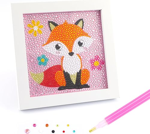 Fire beetle Kit de pintura de diamante 5D con marco de madera, juego de manualidades para niños y niñas de 6 a 12 años, kit de pintura por números