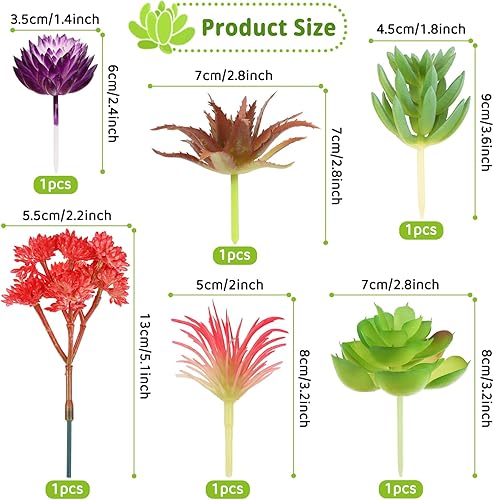 Miniatura 2 de Plantas suculentas artificiales, 6 piezas de mini plantas suculentas falsas para manualidades, hogar, pared, oficina, decoración (excluyendo macetas)