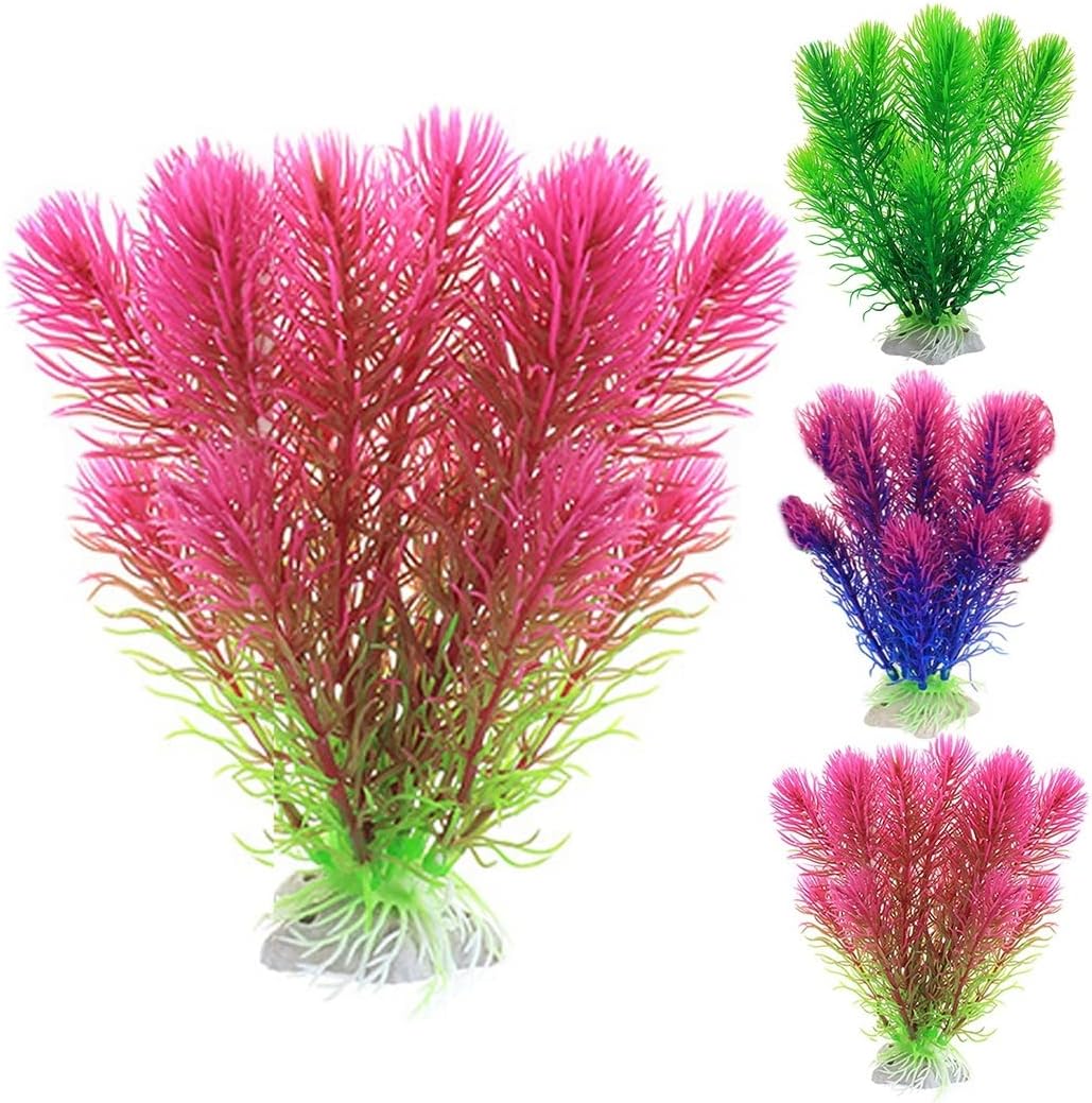 Artificial Underwater Landscape Plants Realistic Aquarium Green Water Weeds Grass Flower Fish Tank Viewing Decor(D)