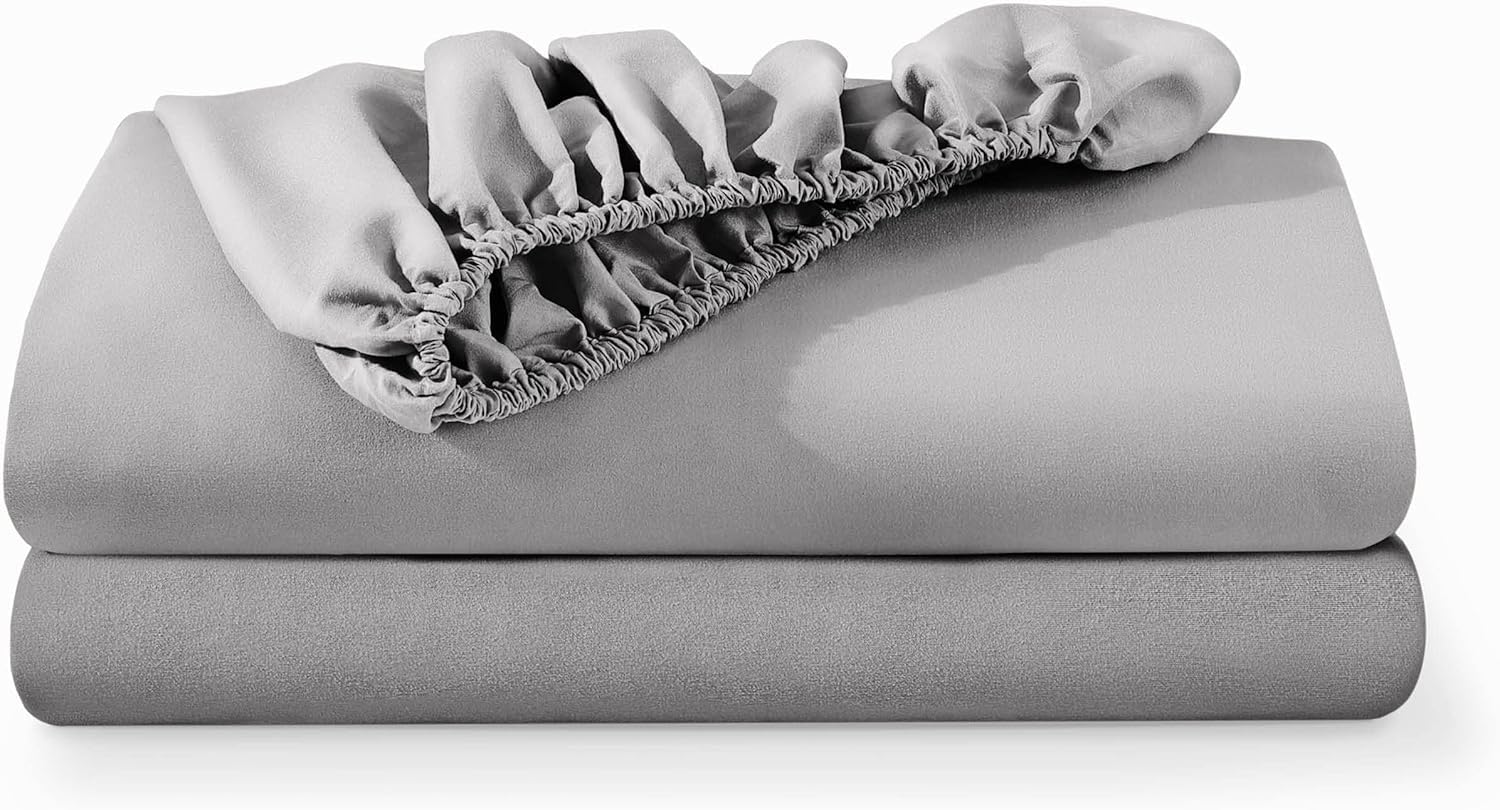 BedLooms Fitted Sheets King Size 2 Pack – Silver (152x200cm) up to 25cm Deep Bed Sheets — image 1