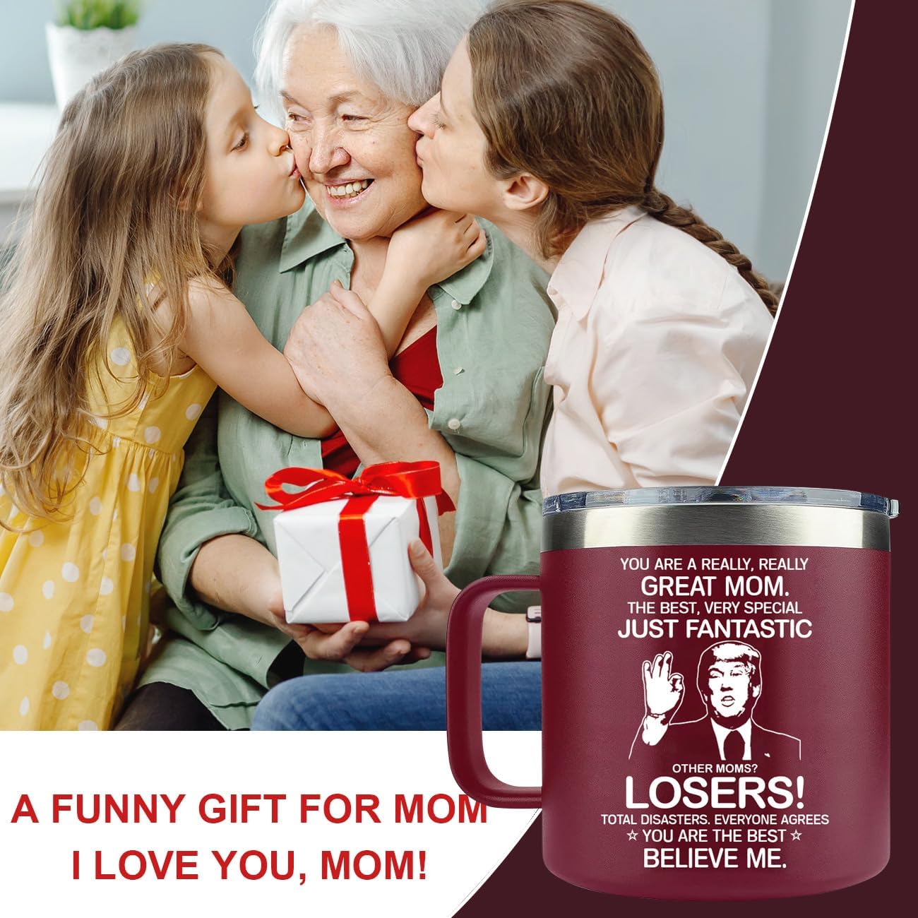 MFGNEH Mothers Day Gifts for Mom,Mom Birthday Gifts,Mother Gift for Christmas, Gift for Mama from Daughter,Son,Kids,New Moms for Women,Thank You Mother,14oz Red Tumbler Mug - Image 2