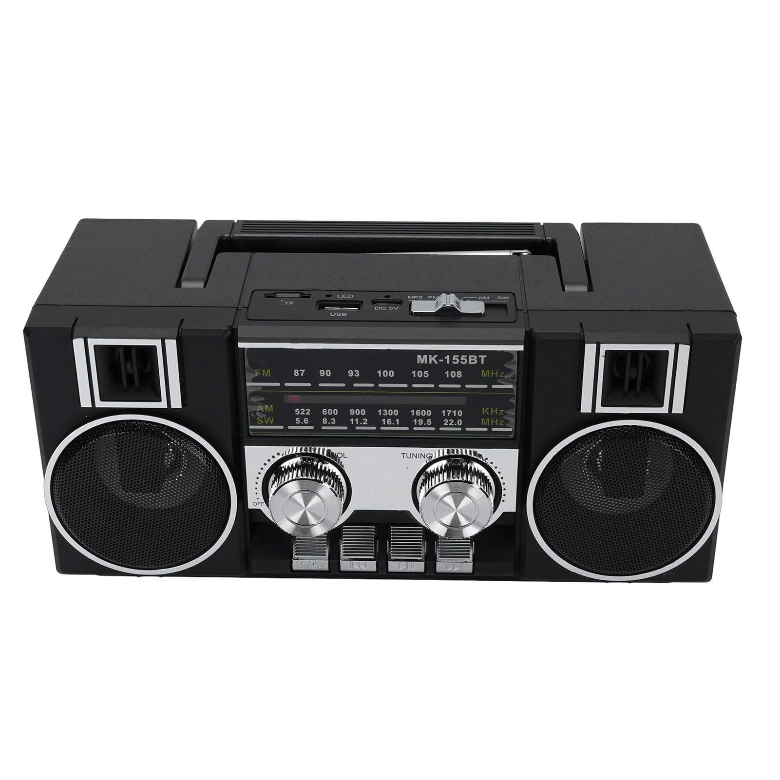 Yoidesu Radios Portable AM FM SW, 4 in 1 Vintage Radio Bluetooth Speaker with Dual 5W Drivers, 1200mAh Battery 8 Hours of Battery Life, Gifts for Seniors Elderly (Black)