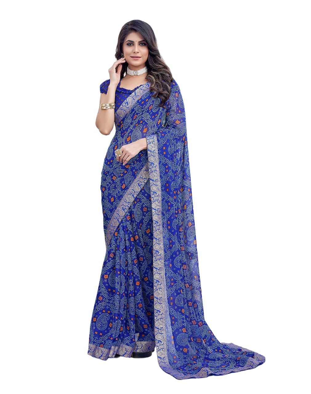 Women's Trendy Printed Jacquard Lace Georgette Saree with Blouse Material||AZ-YS-P1-GULSHAN-Parent