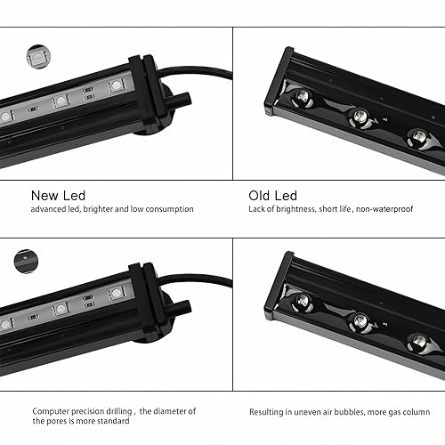 Miniatura 9 de Luz sumergible para acuario de 9.05 pulgadas, luz de tanque de peces con agujero de burbuja de aire, brillo que cambia de color RGB ajustable, IP68,