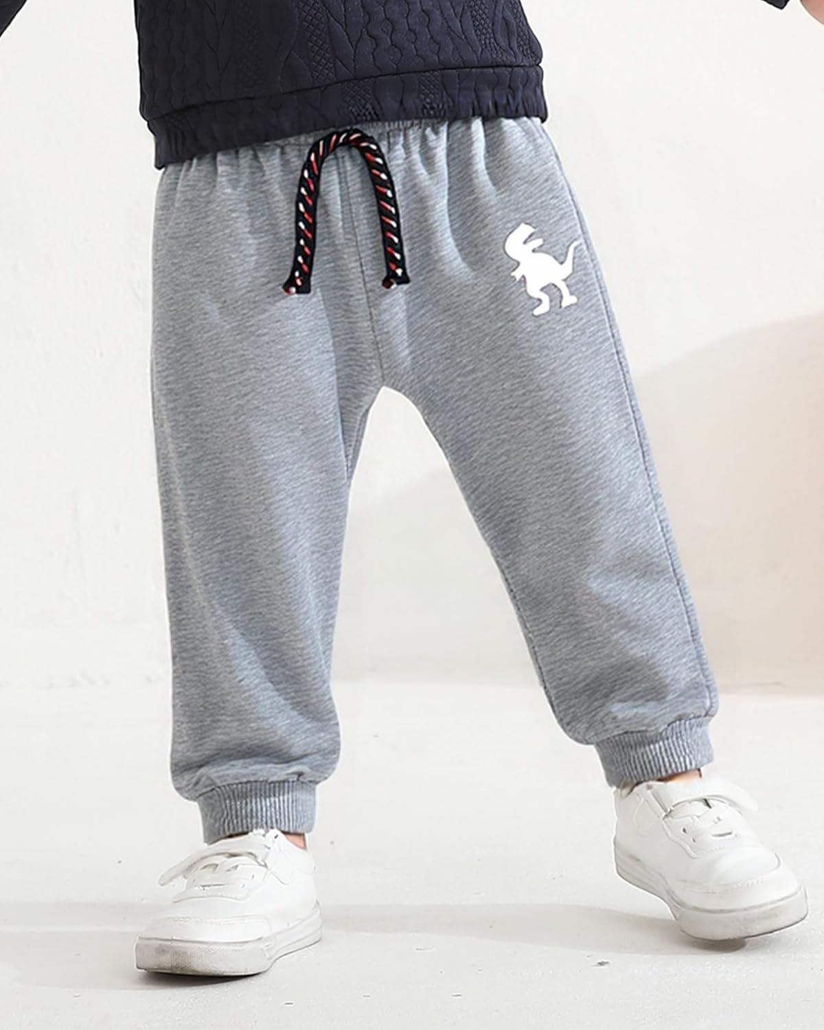 Toddler Boy Pants Fall Winter 2T 3T 4T 5T Little Kids Boy Sweatpants 3 Pack Drawstring Elastic Pants Size 6 7 - Image 2