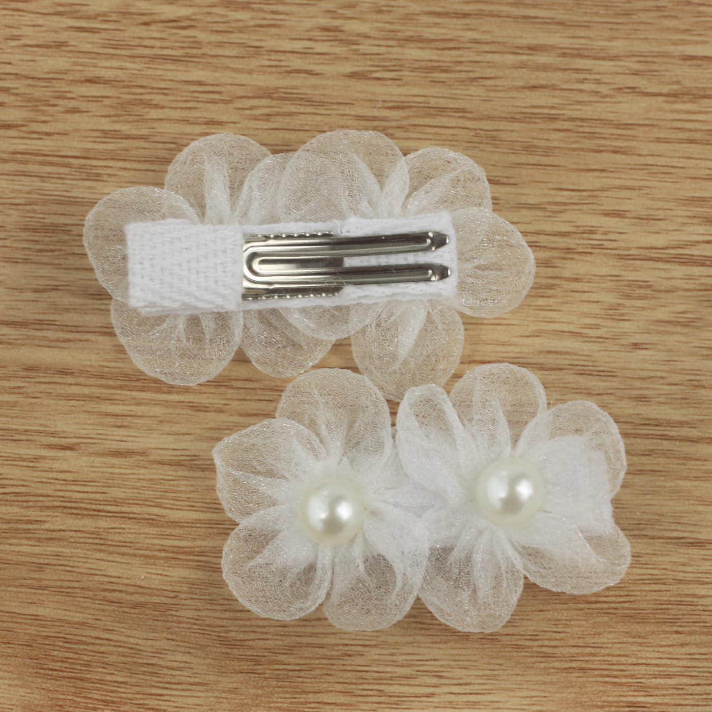 White Flower Hair Clips for Toddler Girls | Small 1.4 Inches, Alligator Clip